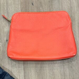 India Hicks Orange Leather Clutch
